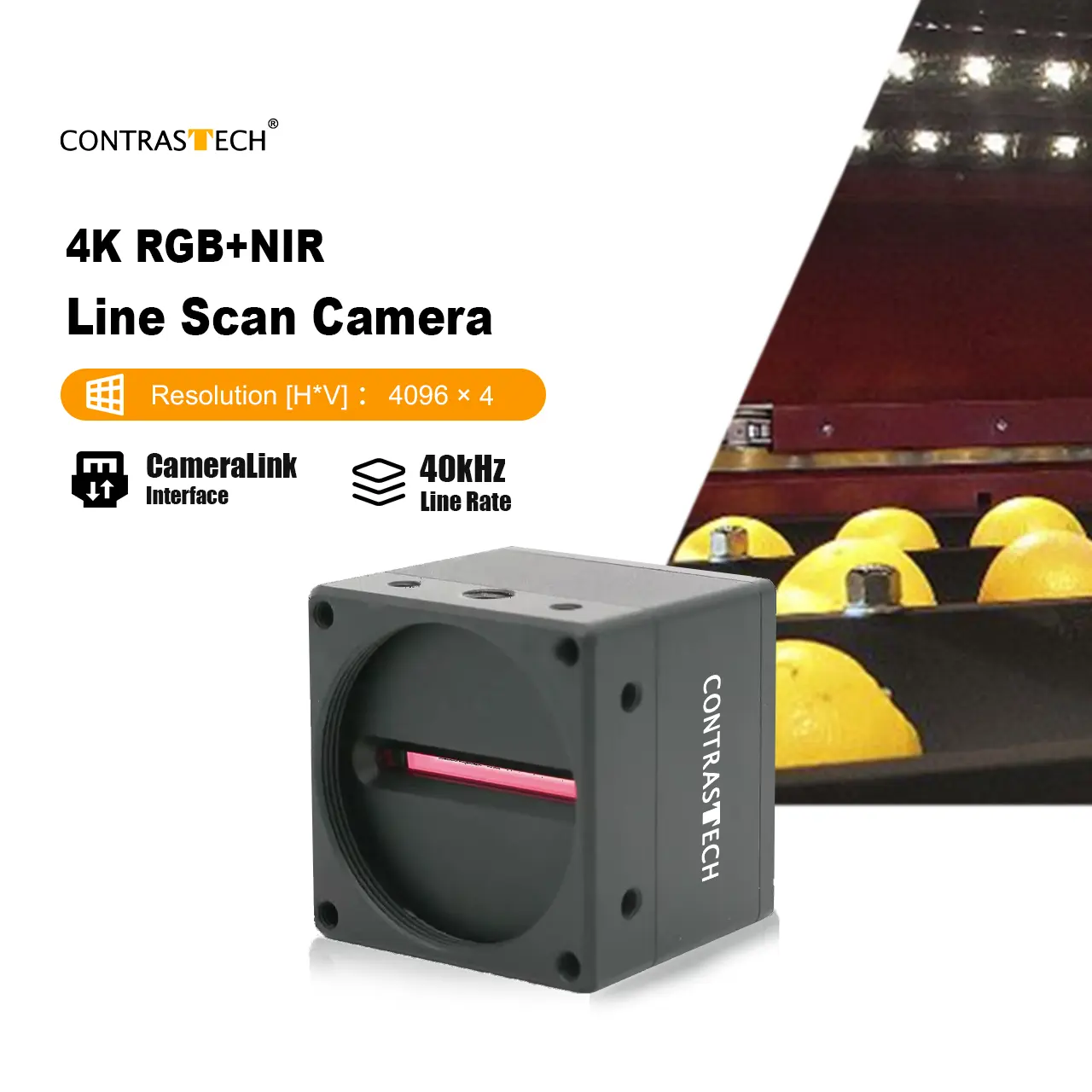 Alto rendimiento 4K 40kHz RGB + NIR 4 bandas multiespectral Line Scan CameraLink Color IR Camera para inspección ferroviaria