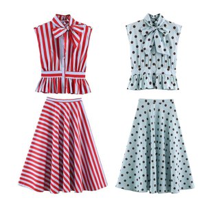Chemisier rayé style européen et américain avec nœud, élégant et simple, nouvelle collection, vente en gros pour femmes - Product Image 1
