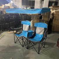 HE-1319 Factory Direct Chaise de plage de loisirs en plein air Portable pliable Ice Pack Double Lover Chair avec hangar pour le camping