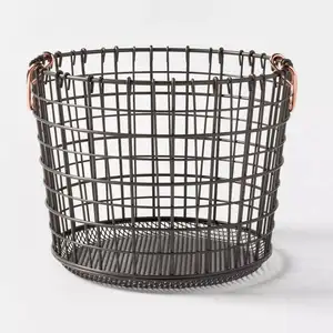 Home Organzation Metal Cooper Handle Wire Round Large Target hotsale Laundry Storage Basket