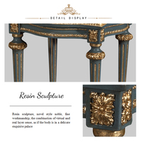 Table d'appoint en bois massif de style européen Yips LD-1604-1394, sculptée à la main, peinte à la main avec un motif floral, pour salon, chambre à coucher, style classique