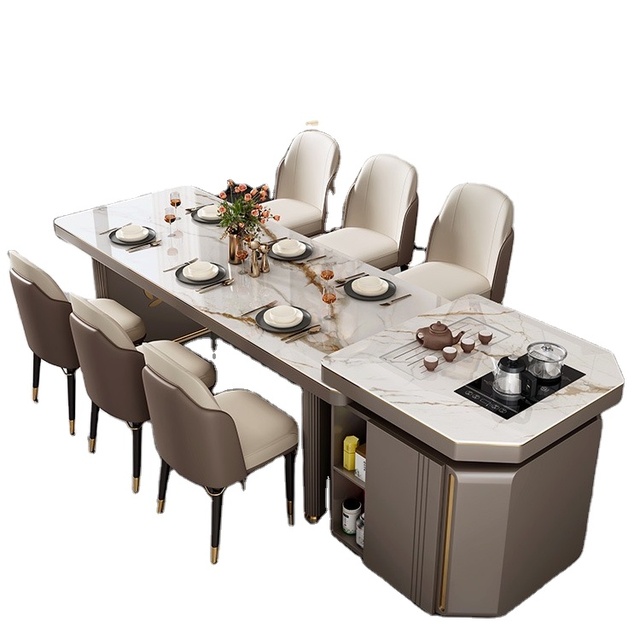 Smart Home Furniture Luxury Design Dining Table Set Marble Top Dining Table with Chairs