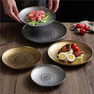Stainless Steel Hammered Plate 12-12.9cm Gold Silver Color Shallow Dish For Salad Snack Dessert Barbecue - Product Image 2