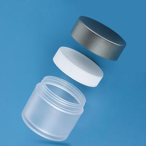 Tarros de plástico personalizados Sanle, verdes esmerilados con tapas electrochapadas para cremas faciales y contenedores de crema para ojos. - Product Image 3