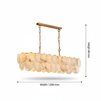 Lustre rectangulaire LED moderne de luxe à hauteur réglable avec marbre naturel et laiton pour tables à manger et îlots de cuisine