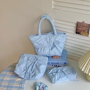 Sacs à provisions d'hiver chauds en tissu doux coloré Weekender grands sacs à main sacs fourre-tout gonflés pour femmes - Product Image 3