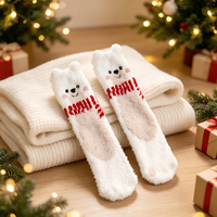 Chaussettes de Noël pour femmes, en polaire corail, automne et hiver, extra épaisses et chaudes, chaussettes de sol avec petit renne