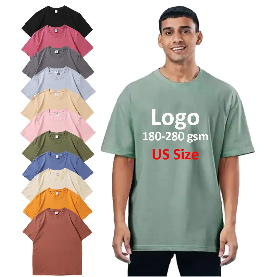 Camiseta personalizada en blanco de manga corta 2024 de alta calidad, camiseta de gran tamaño con serigrafía personalizada de algodón 100% para hombre, camiseta