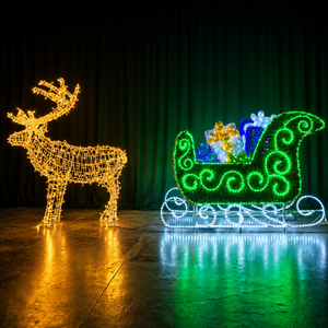 3D Christmas Reindeer Sleigh Motif <b>Lights</b> for Outdoor Landscape - Product Image 1
