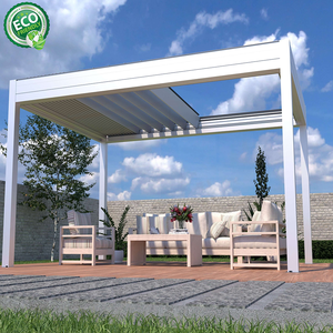 Pabellón de Bar al Aire Libre con Sistema de Techo de Láminas Plegables Motorizadas, Pérgola Retráctil con Láminas Ajustables - Product Image 3