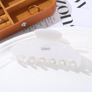 Pince <span class=keywords><strong>à</strong></span> cheveux en acétate minimaliste verte unie pour femme, personnalisable avec logo, grande pince personnalisée de haute qualité - Product Image 2