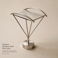 Table d'appoint design en acier inoxydable, petite table basse, table d'appoint minimaliste pour canapé, salon, villa