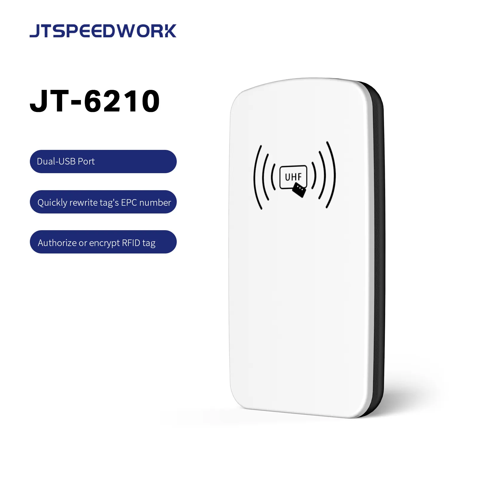 Đầu Đọc Thẻ Thông Minh Không Tiếp Xúc JT-6210, Đầu Đọc Thẻ RFID UHF Cho Máy Tính Để Bàn USB