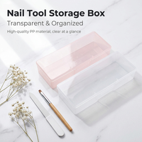 Boîte de rangement transparente en plastique pour outils à ongles, organiseur de manucure pour accessoires de nail art