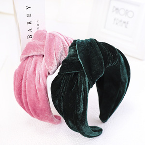 LRTOU Custom Fashion Girls <strong>Hair</strong> Accessory Fabric Hard Hairband Plain Pleuche Velvet <strong>Wide</strong> Knot Headbands <strong>Hair</strong> <strong>Band</strong> for Women - Product Image 3