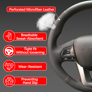 Couverture de volant de voiture en cuir microfibre de Style sport populaire cousue à la main pour Citroen <span class=keywords><strong>C4</strong></span> <span class=keywords><strong>Picasso</strong></span> 2007-2013 - Product Image 6