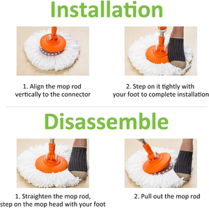 White Cycle Replaceable Rotating <strong>Mop</strong> <strong>Head</strong> Microfiber Yarn Cleaner Refill <strong>Mop</strong> <strong>Replacement</strong> 360 Magic Floor Cleaning <strong>Mop</strong> <strong>Head</strong> - Product Image 3