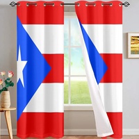 Rideau occultant thermique en polyester recyclable à motif drapeau de Porto Rico, anti-UV, pour mobilier domestique