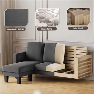 Ensemble de canapés modulaires en tissu noir de luxe Sans, en forme de L, en lin, de qualité supérieure, pour l'<span class=keywords><strong>intérieur</strong></span> familial, sièges modulaires pour le salon - Product Image 2