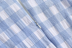 <span class=keywords><strong>Hepburn</strong></span> rétro à manches courtes grande balançoire <span class=keywords><strong>robe</strong></span> d'été 50s 60s britannique Vintage femmes bleu robes à carreaux <span class=keywords><strong>Robe</strong></span> Femme - Product Image 6