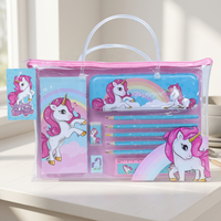 Paquete de Papelería de PVC con Diseño de Unicornio de Dibujos Animados al por Mayor, Juego de Regalo Completo para Niñas