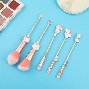 5 pièces rose dessin animé Marie chat maquillage pinceau ensemble pour filles belle métal ombre à paupières pinceau poudre brosse - Product Image 3