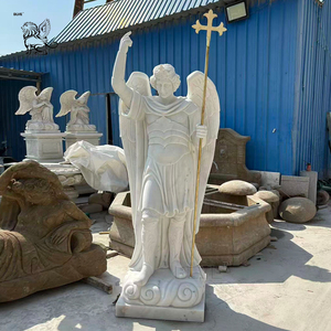 Sculpture d'ange catholique grandeur nature en marbre, décoration extérieure BLVE, statue de l'archange Saint Michel - Product Image 1