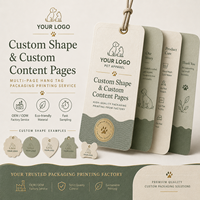 Étiquettes suspendues personnalisées multi-pages en papier écologique pour vêtements pour animaux de compagnie, avec marquage à chaud et gaufrage, faible MOQ, OEM ODM