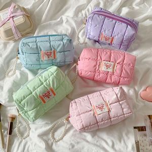 Grande trousse de maquillage pour femme, esthétique et mignonne, organiseur de voyage, porte-crayons en coton de qualité avec fermeture éclair - Product Image 1