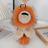 UMOO Mignon Porte-clés de Voiture en Fausse Fourrure de Vison en Forme de Petit Lion 3D, Écologique et Durable, Pendentif en Peluche, Décoration de Sac Cadeau