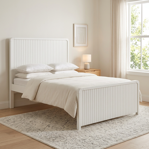 Cama de Plataforma Doble Resistente – Estructura de Madera Radiata y MDF, Diseño Minimalista de Paneles en Blanco o Negro para Hoteles - Product Image 6