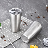 Bouteille d'eau isotherme en acier inoxydable 304, finition martelée rétro, double paroi, moderne et minimaliste, avec paille, pour restaurant et thé