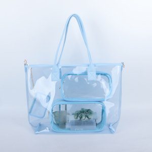 Custom <b>Large</b> Transparent PVC Fashion Travel Tote <b>Bag</b> for Women Reusable Summer Autumn Spring Winter Waterproof <b>Beach</b> Open - Product Image 3