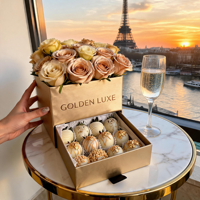Boîte cadeau personnalisée orange avec tiroir, finition mate, feuille d'or, pour emballage de fleurs, snacks, chocolats et desserts, idéale pour les fêtes et les cadeaux de fin d'année