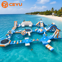 Ceyu Grande île flottante gonflable, équipement de parc aquatique commercial, aire de jeux aquatique, jeux d'aventure aquatiques pour le lac
