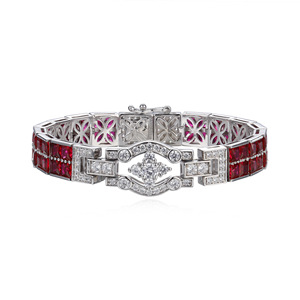 23.06ct trồng Ruby Rhodium mạ quyến rũ Vòng đeo tay công chúa vuông không viền cạnh Bộ S925 Bạc tuyệt vời <span class=keywords><strong>Gatsby</strong></span> phong cách - Product Image 6