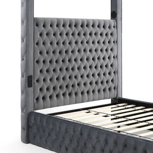 Pinzhi ชุดเฟอร์นิเจอร์ห้องนอนแบบสั่งทำของบ้านหรูหราเตียงขนาดคิงไซส์หุ้มหลังคาเตียงเดี่ยวชุดห้องนอนพร้อมลำโพง - Product Image 5