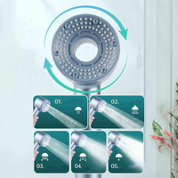 Pomme de douche à main moderne à 5 fonctions, haute pression, économie d'eau, accessoire de robinet de bain, matériau en plastique ABS pour utilisation