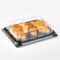 Boîte d'emballage rectangulaire recyclable en gros pour pâtisseries à emporter, en plastique PET transparent, pour biscuits, pain et gâteaux