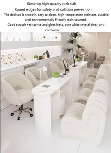 Nuovo tavolo minimalista a strisce gambe da tavolo da rock board aspirapolvere incorporato tavolo manicure e sedia combinazione - Product Image 5