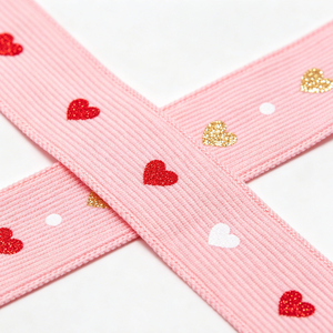 Cinta de Grogrén de Poliéster con Estampado de Corazones y Lámina Dorada Brillante Personalizada, Lazo Romántico para Regalo de Boda o San Valentín - Product Image 2