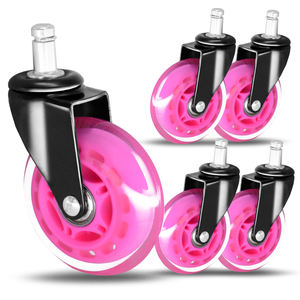 Roulettes roses 50 kg Roulettes robustes à roulement à billes Roulettes de 3 pouces avec tige filetée - Product Image 1