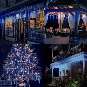 LED Meteor Shower Rain <strong>Lights</strong>, 8-Tube Blue/White Icicle <strong>Lights</strong>, Waterproof Outdoor Christmas Tree Decor <strong>Lights</strong> - Product Image 4