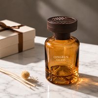 Diffuseur de parfum en verre décoratif Mountain Base 120 ml, grand format, réutilisable, emballage luxueux coloré avec couvercle en bois