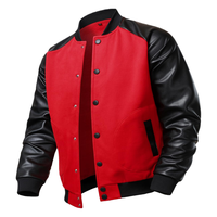 Veste de baseball varsity pour homme personnalisée, style hip-hop, en coton mélangé, avec manches en simili cuir, veste bomber, grandes tailles