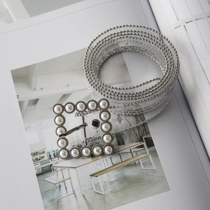 <span class=keywords><strong>Cintura</strong></span> in vita <span class=keywords><strong>con</strong></span> catena di strass Glitter scintillanti da donna REWIN <span class=keywords><strong>con</strong></span> fibbia <span class=keywords><strong>con</strong></span> perline di perle per abito da sposa abito formale - Product Image 4