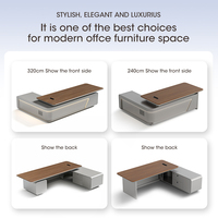 Meubles de bureau modernes, écologiques et durables en MDF pour PDG, directeur, bureau de direction en forme de L et chaise de bureau