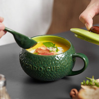 Tasse à petit-déjeuner en porcelaine QTY vert avocat pour femme, moderne, minimaliste, couleur unie, résistante au lave-vaisselle et au micro-ondes, avec conservation de la chaleur