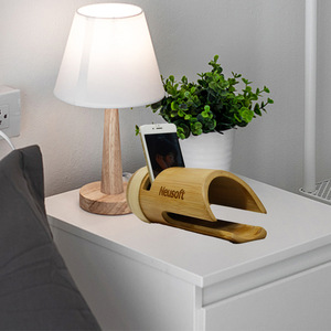 Neusoft Bamboo Mobile Phone <b>Speaker</b> <b>Stand</b> Portable Amplifier For iPhone No Charging Required Plug And Play - Product Image 1