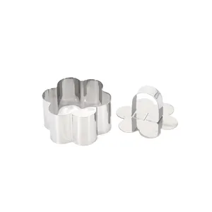 Pastry Baking Mold Mousse Ring Molds Set Stainless Steel Flower-Shaped Cake Rings With Pusher